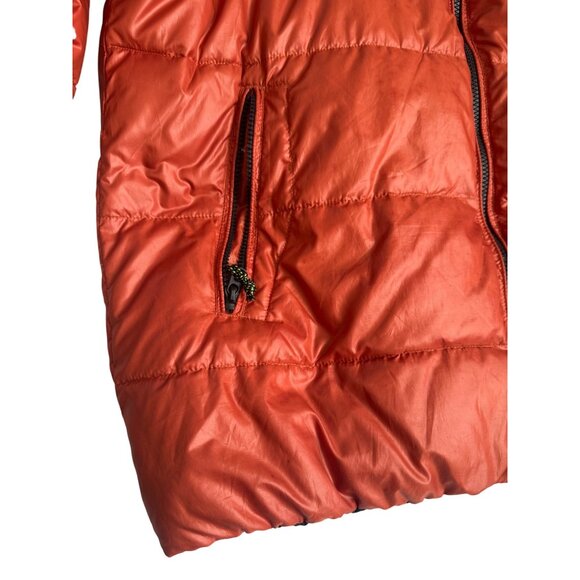 Point Zero Reversible Mens XXL Orange Puffer Jacket With Hood & Black Lining. - Picture 10 of 11